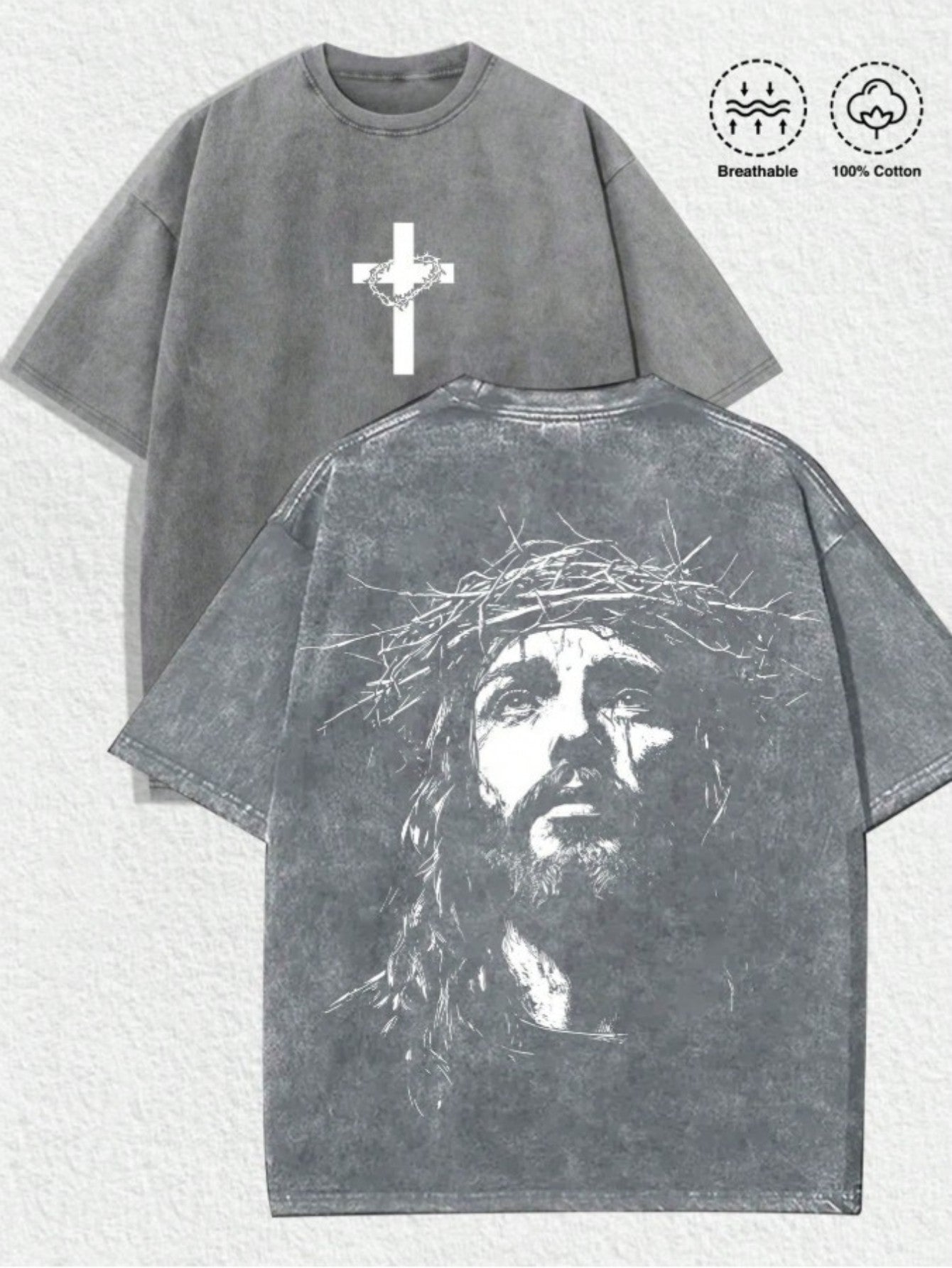 Men's Black 1 Cotton Printed T-Shirt - product view 13