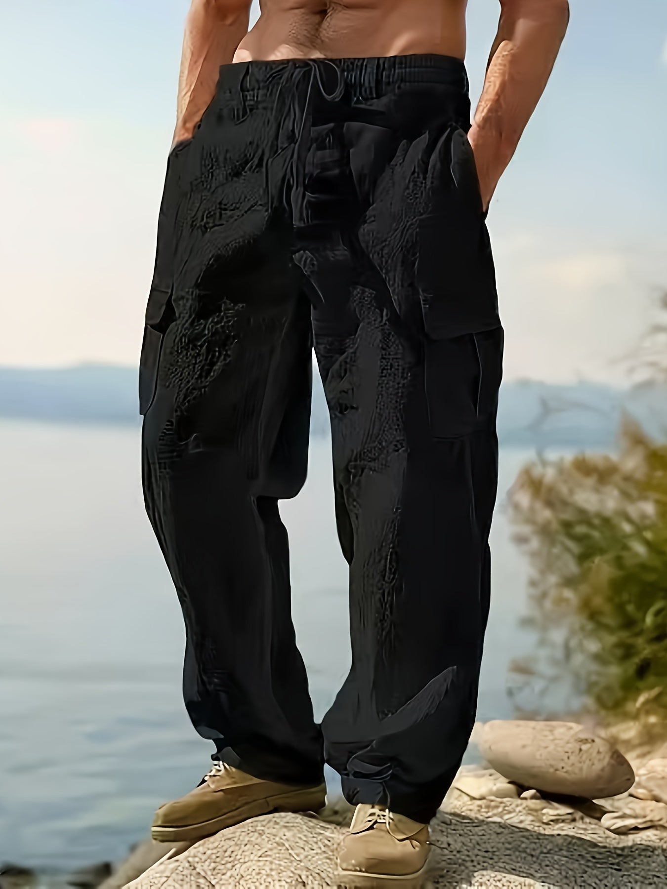 Men's Khaki Wide-Leg Pants - product view 18