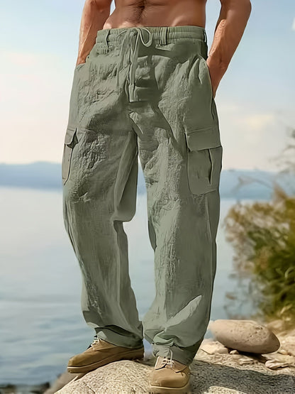 Men's Wide Leg Pants - Drawstring Waist