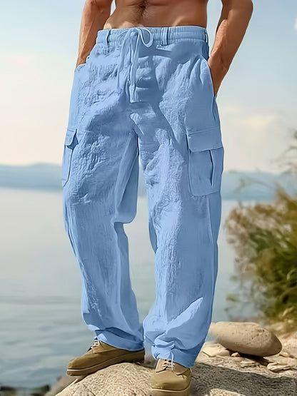 Men's Wide Leg Pants - Drawstring Waist