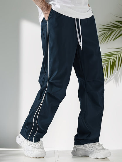 Men's Wide Leg Pants - Drawstring Waist Workwear Style