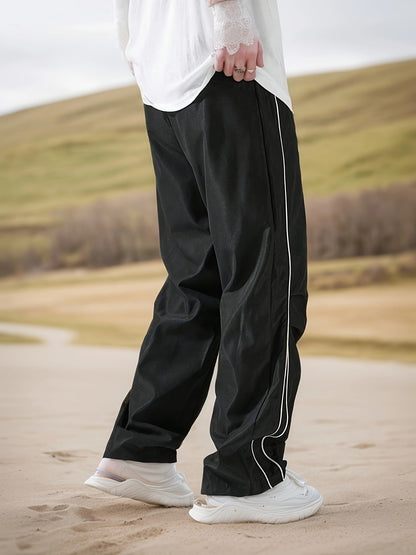 Men's Wide Leg Pants - Drawstring Waist Workwear Style