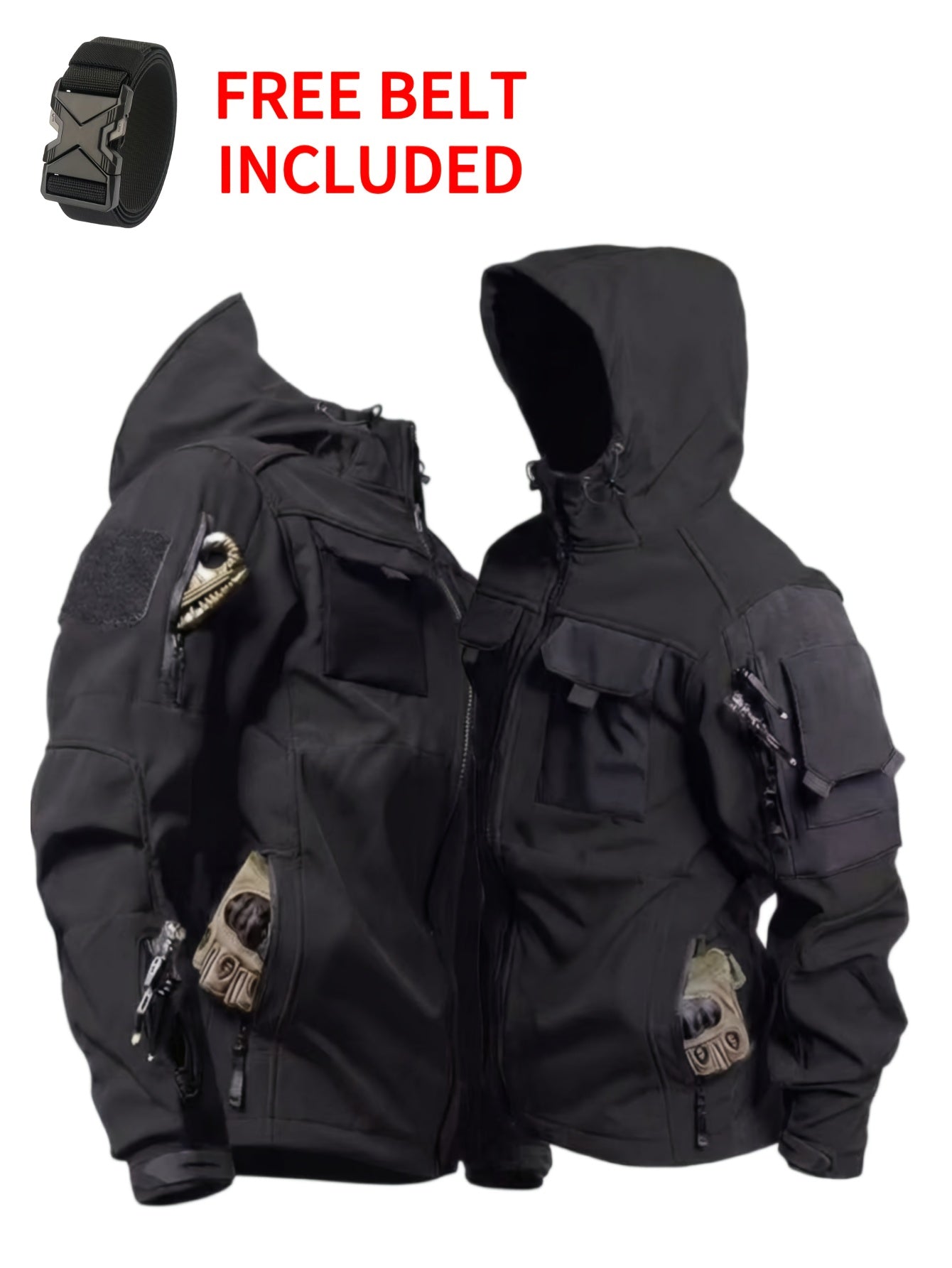 Men's Black Polyester Long-Sleeve Jacket - product view 15