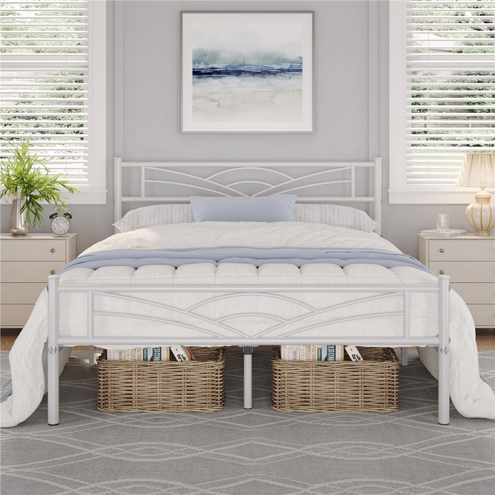 Bed Frame, Metal Platform with Cloud-Inspired Headboard & Footboard - Metal Slats, Under shown in the main product view