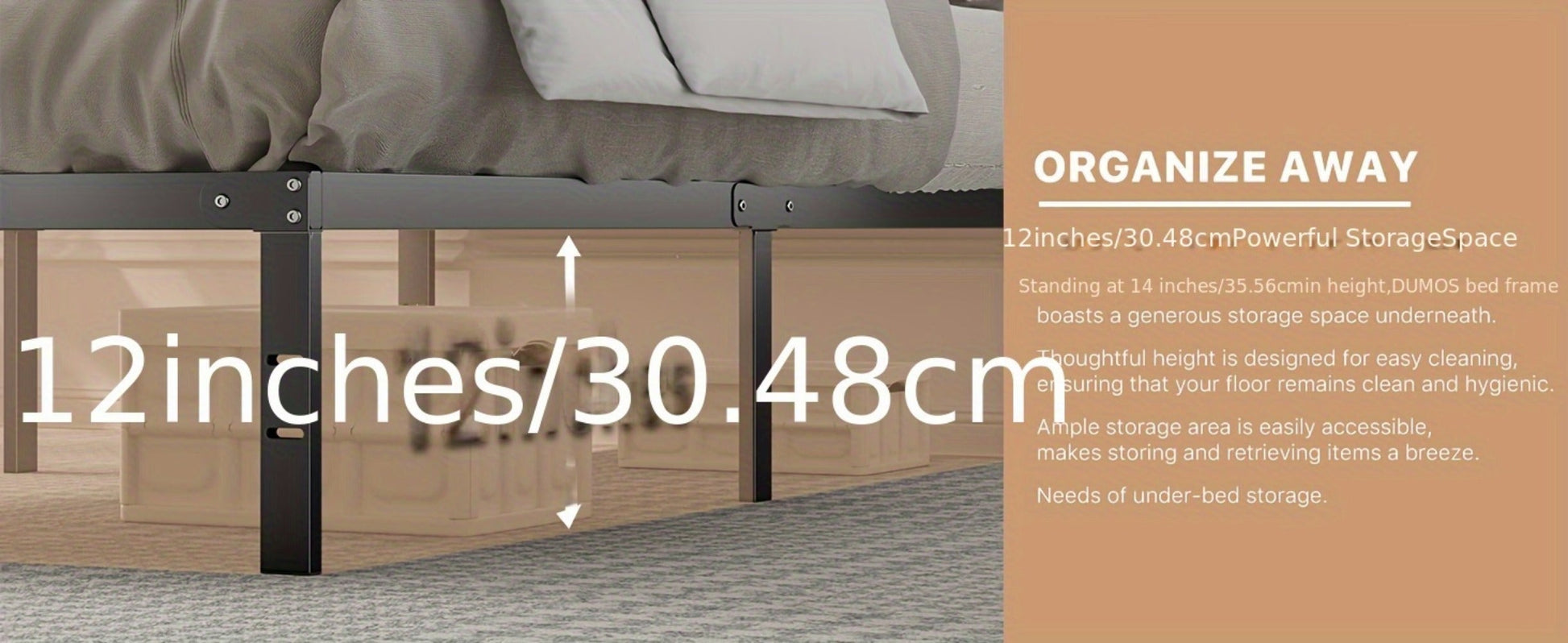 Metal Bed Frame, Mattress Support Frame for Bedroom Comfort and Support detail image - detail view 28