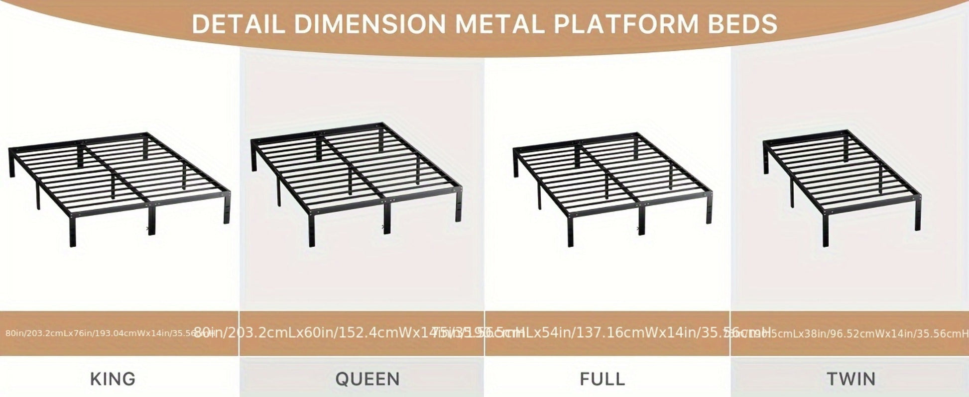Metal Bed Frame, Mattress Support Frame for Bedroom Comfort and Support detail image - detail view 29