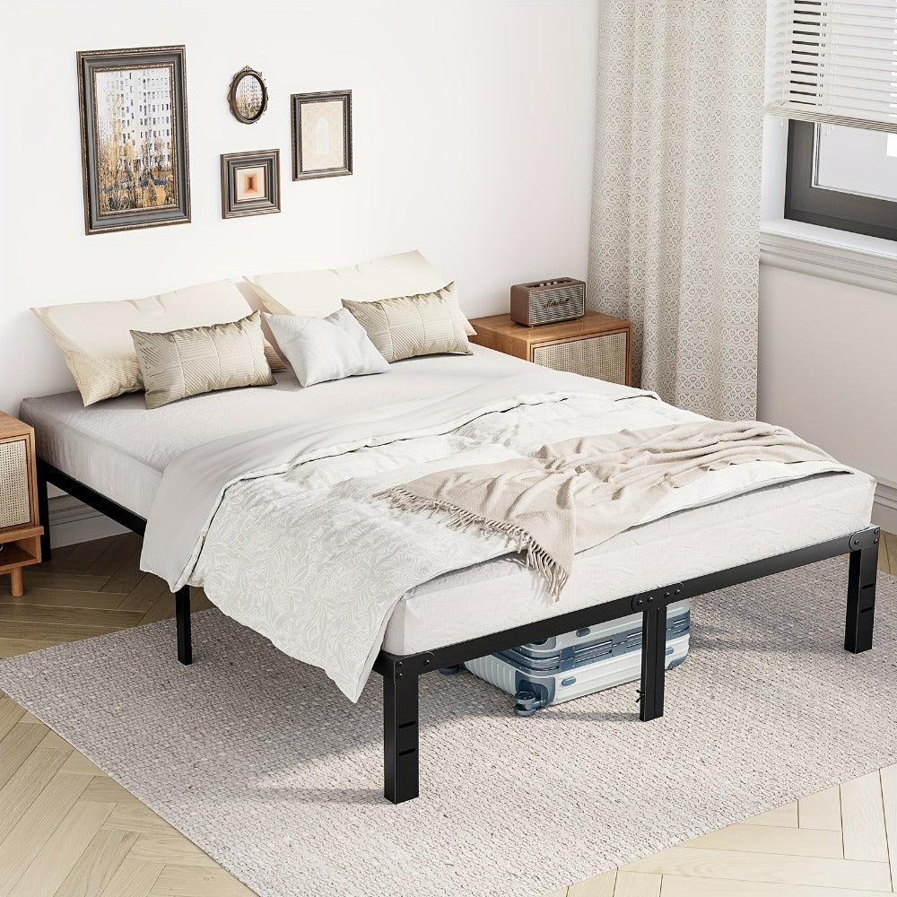 Bed Frame, Metal Platform with Steel Slat Support - No Box Spring Needed, Under-Bed shown in the main product view