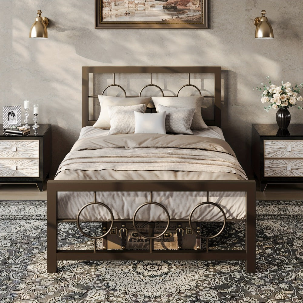 Metal Bed Frame with Headboard and Footboard, Mattress Support Frame detail image - detail view 10