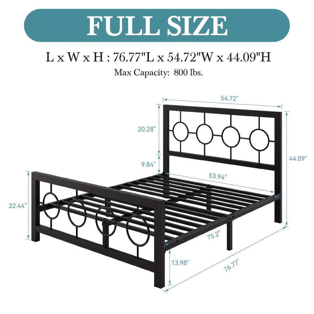 Metal Bed Frame with Headboard and Footboard, Mattress Support Frame detail image - detail view 11