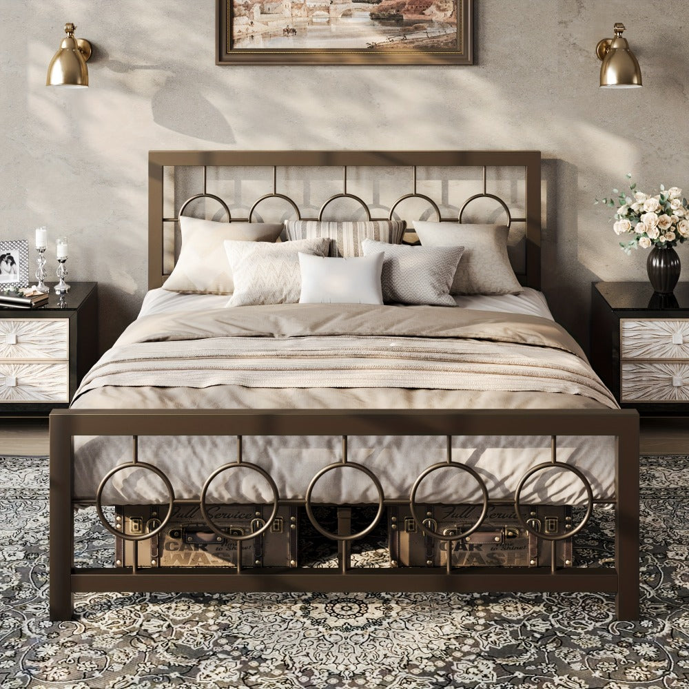 Metal Bed Frame with Headboard and Footboard, Mattress Support Frame detail image - detail view 12