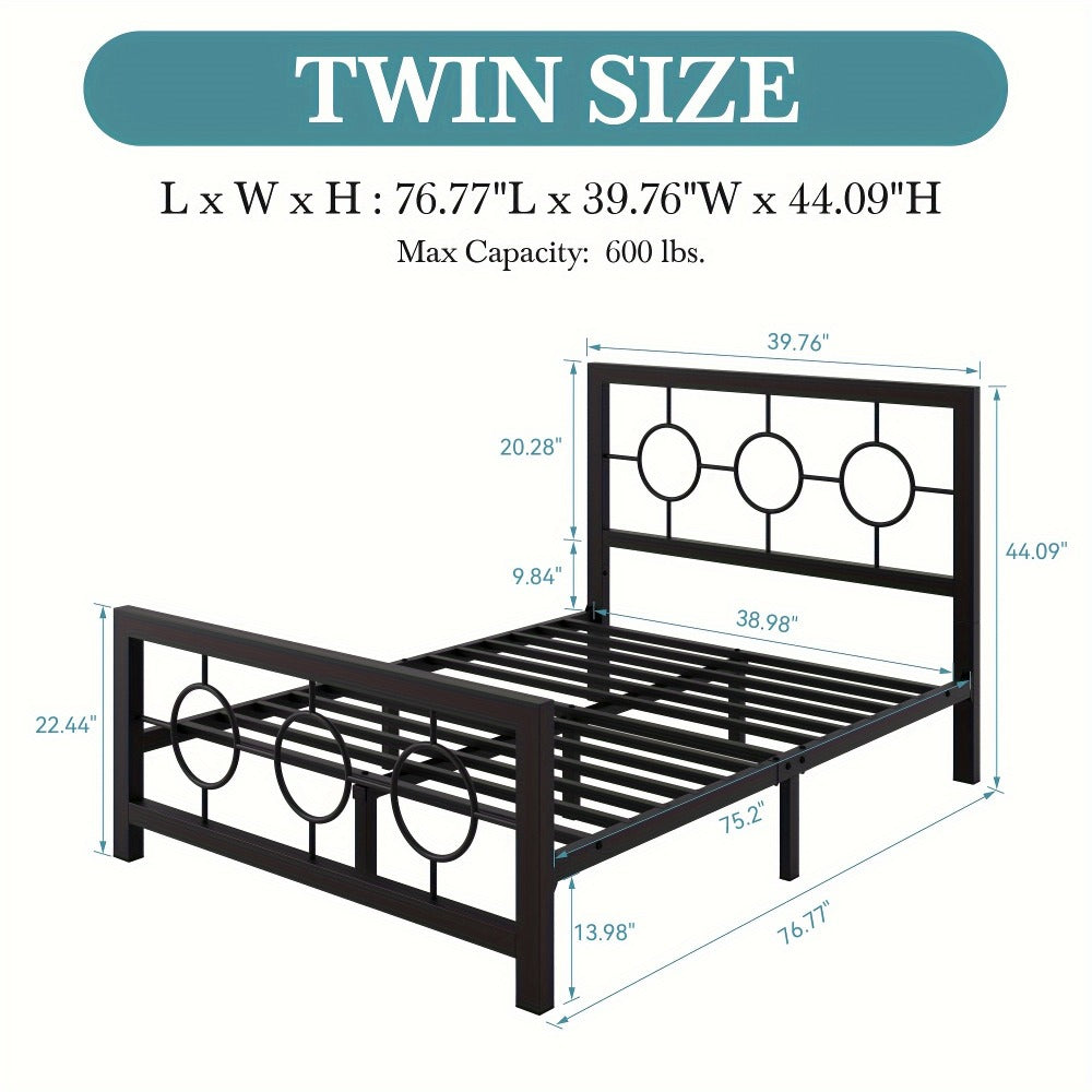 Metal Bed Frame with Headboard and Footboard, Mattress Support Frame detail image - detail view 13