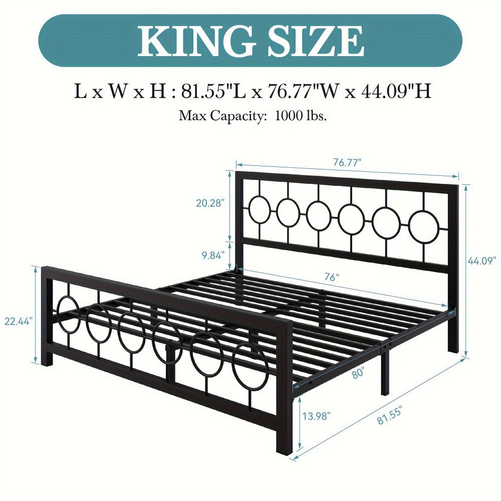 Metal Bed Frame with Headboard and Footboard, Mattress Support Frame detail image - detail view 15