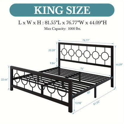 Metal Bed Frame with Headboard and Footboard, Mattress Support Frame detail image - detail view 15