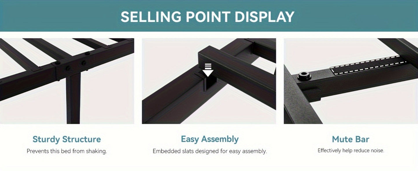 Metal Bed Frame with Headboard and Footboard, Mattress Support Frame detail image - detail view 18