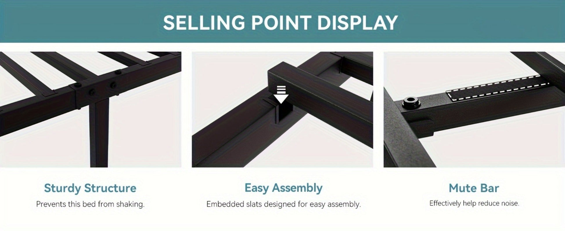 Metal Bed Frame with Headboard and Footboard, Mattress Support Frame detail image - detail view 18