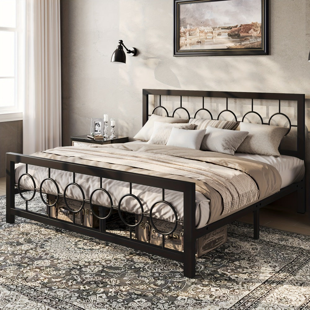 Metal Bed Frame with Headboard and Footboard, Mattress Support Frame detail image
