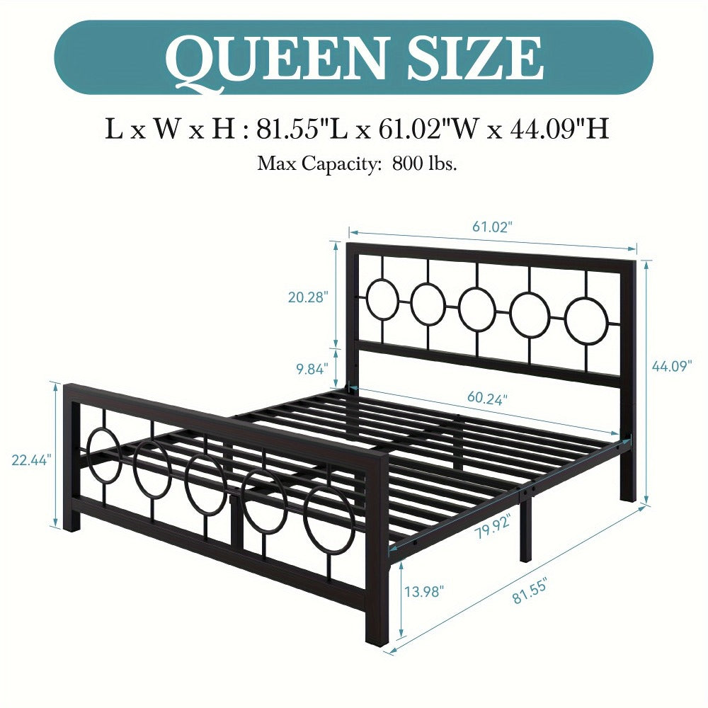 Metal Bed Frame with Headboard and Footboard, Mattress Support Frame detail image - detail view 4