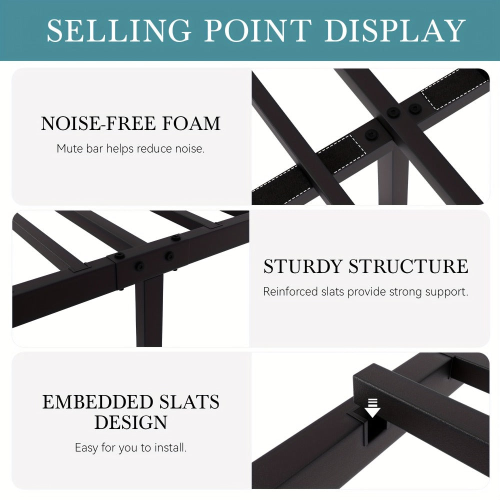 Metal Bed Frame with Headboard and Footboard, Mattress Support Frame detail image - detail view 9