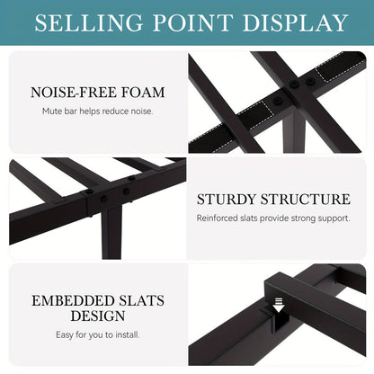 Metal Bed Frame with Headboard and Footboard, Mattress Support Frame detail image - detail view 9