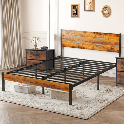Metal Bed Frame with No Box Spring Needed and Solid Wood Construction for Bedroom detail image - detail view 11