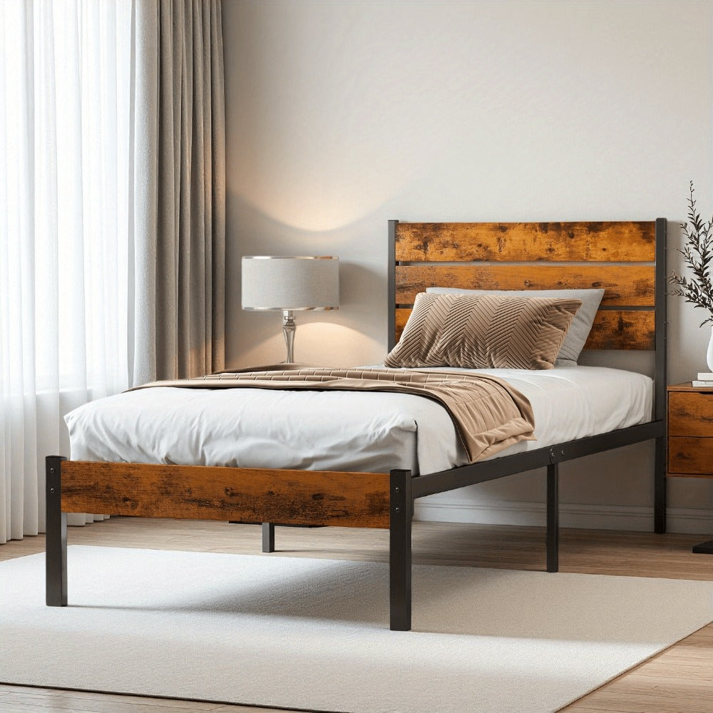 Metal Bed Frame with No Box Spring Needed and Solid Wood Construction for Bedroom detail image - detail view 17