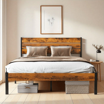 Metal Bed Frame with No Box Spring Needed and Solid Wood Construction for Bedroom detail image - detail view 18