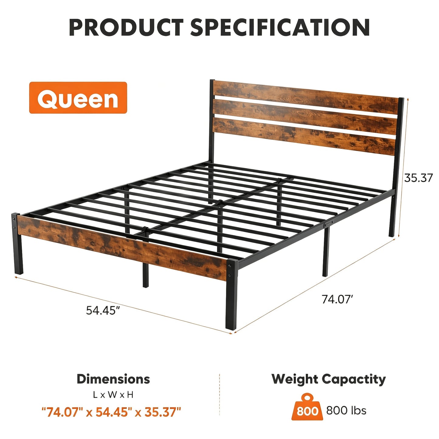 Bed Frame shown in the Queen-Updated option