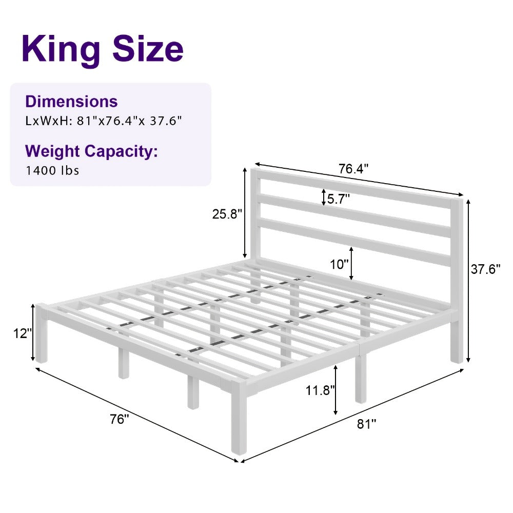 Metal Bed Frame with No Box Spring Needed for Bedroom Comfort and Support detail image - detail view 13