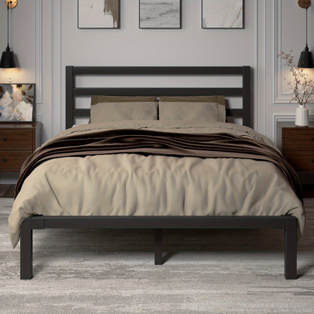 Bed Frame, Metal Platform with Slatted Headboard - Under Bed Storage, No Box Spring shown in the main product view