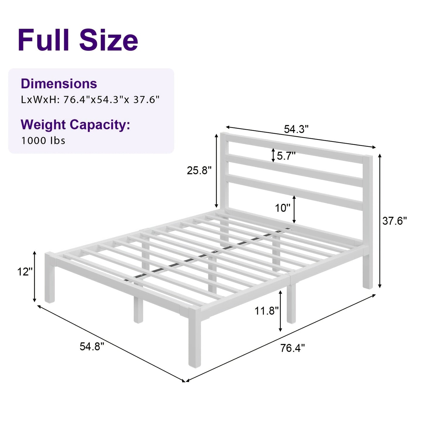 Bed Frame shown in the 【white】, Full option