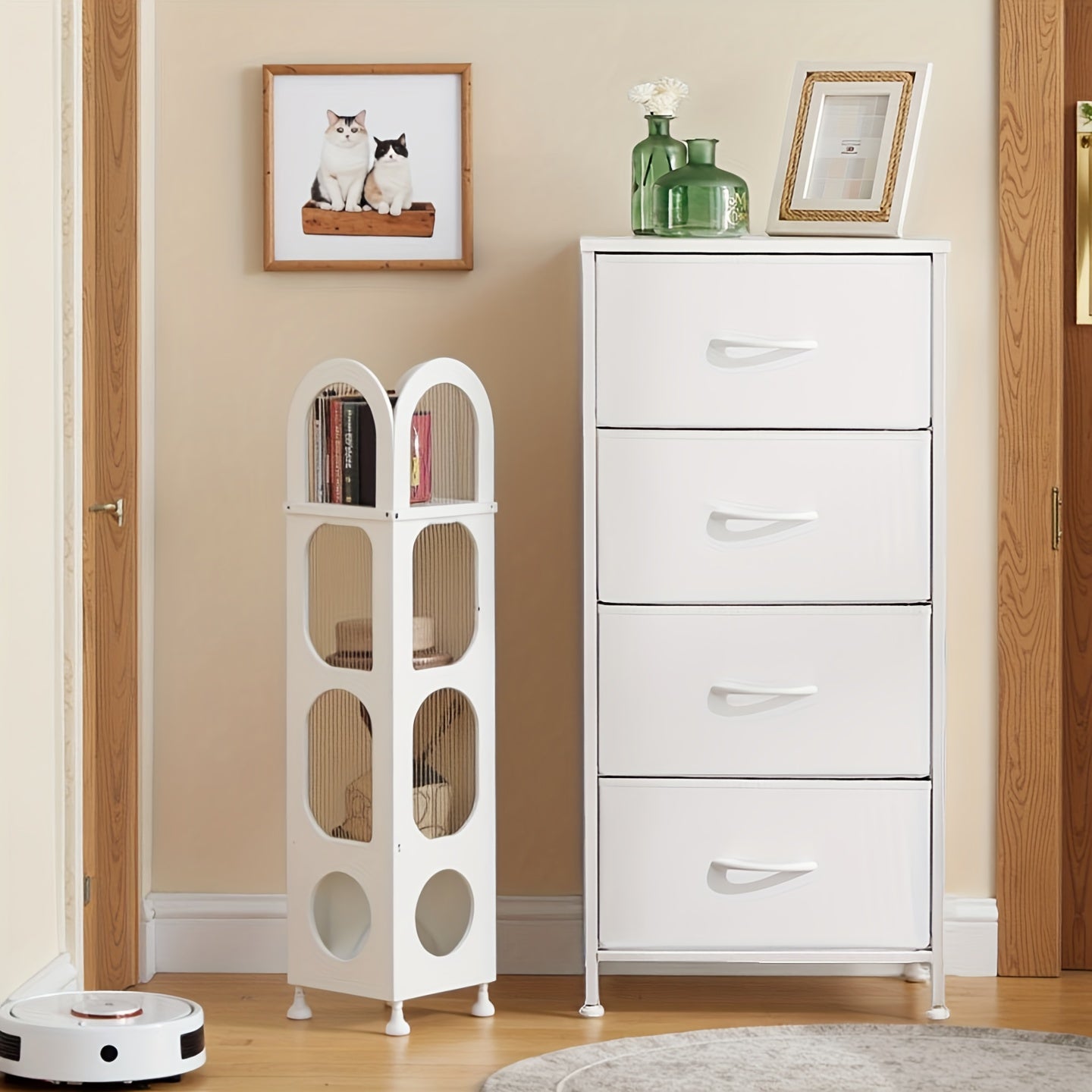 Storage Cabinet shown in the 4-drawer cabinet-White option