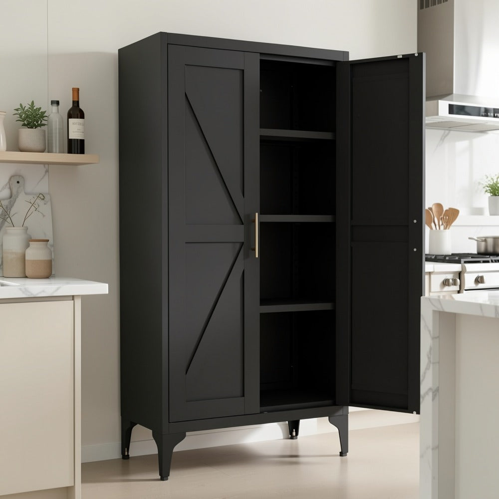 Metal Kitchen Pantry Cabinet with Adjustable Shelves for Organized Everyday Storage detail image - detail view 10