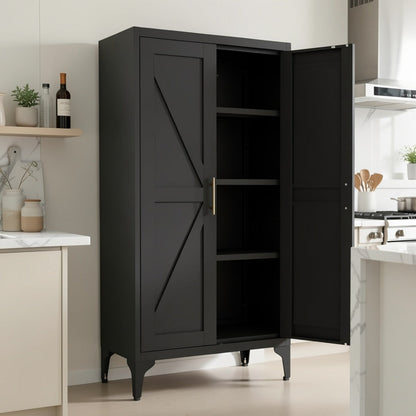 Metal Kitchen Pantry Cabinet with Adjustable Shelves for Organized Everyday Storage detail image - detail view 10