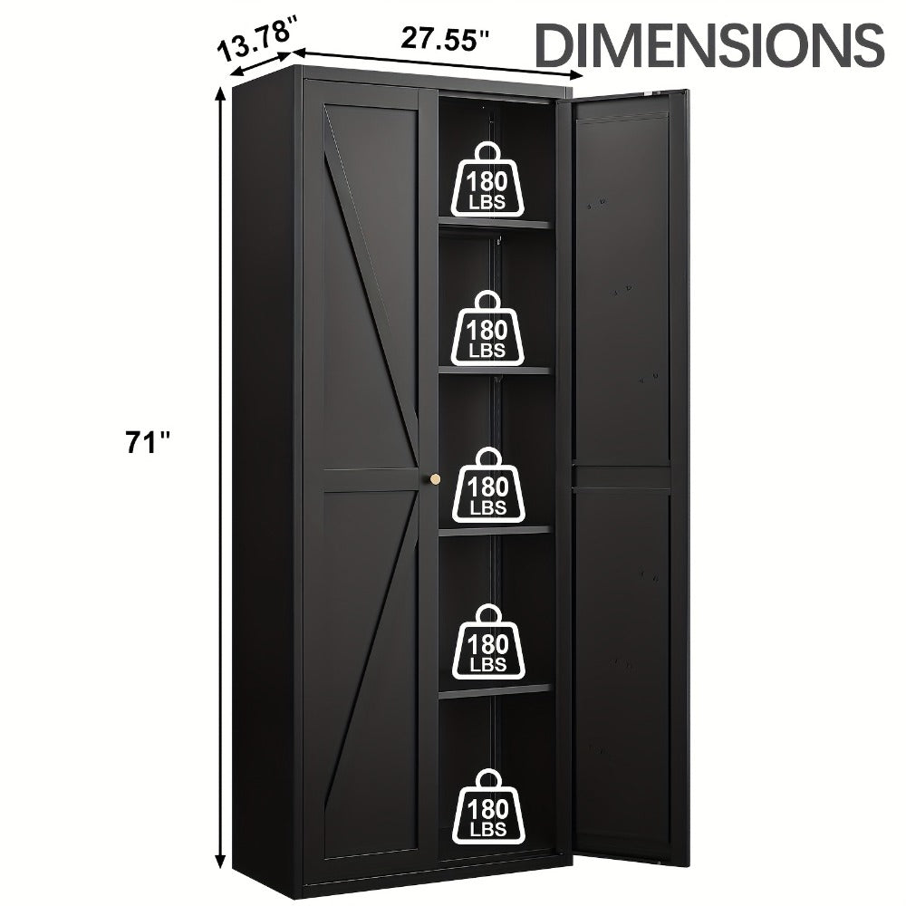 Metal Kitchen Pantry Cabinet with Adjustable Shelves for Organized Everyday Storage detail image - detail view 11