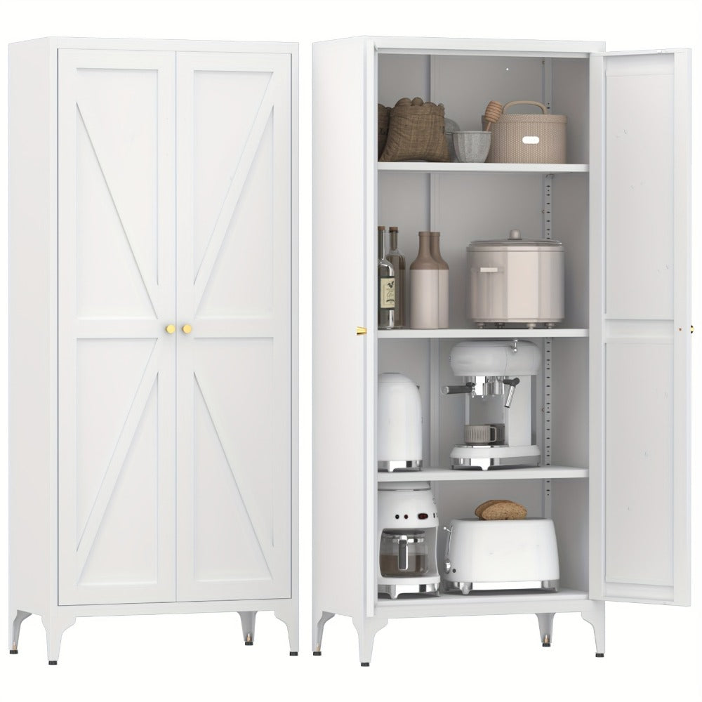 Metal Kitchen Pantry Cabinet with Adjustable Shelves for Organized Everyday Storage detail image - detail view 12
