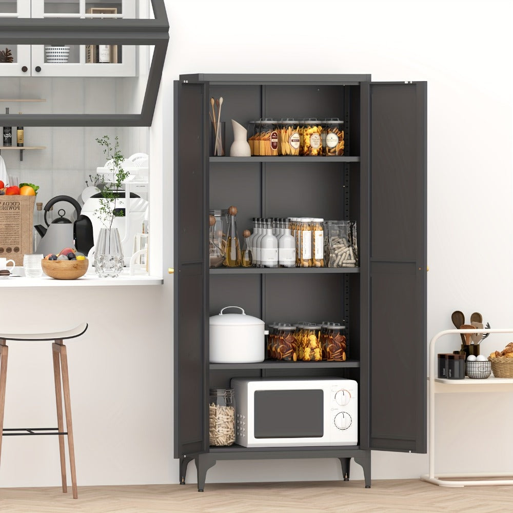 Metal Kitchen Pantry Cabinet with Adjustable Shelves for Organized Everyday Storage detail image - detail view 14
