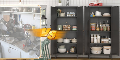 Metal Kitchen Pantry Cabinet with Adjustable Shelves for Organized Everyday Storage detail image - detail view 22