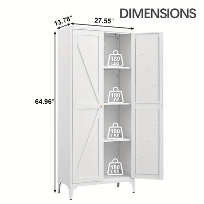 Metal Kitchen Pantry Cabinet with Adjustable Shelves for Organized Everyday Storage detail image - detail view 3