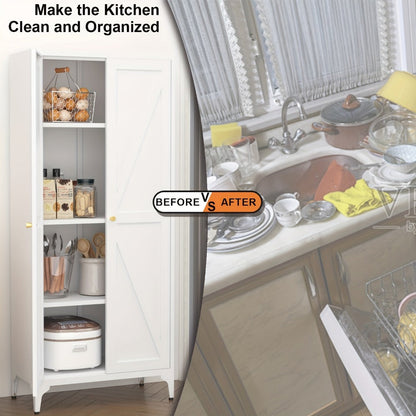 Metal Kitchen Pantry Cabinet with Adjustable Shelves for Organized Everyday Storage detail image - detail view 8
