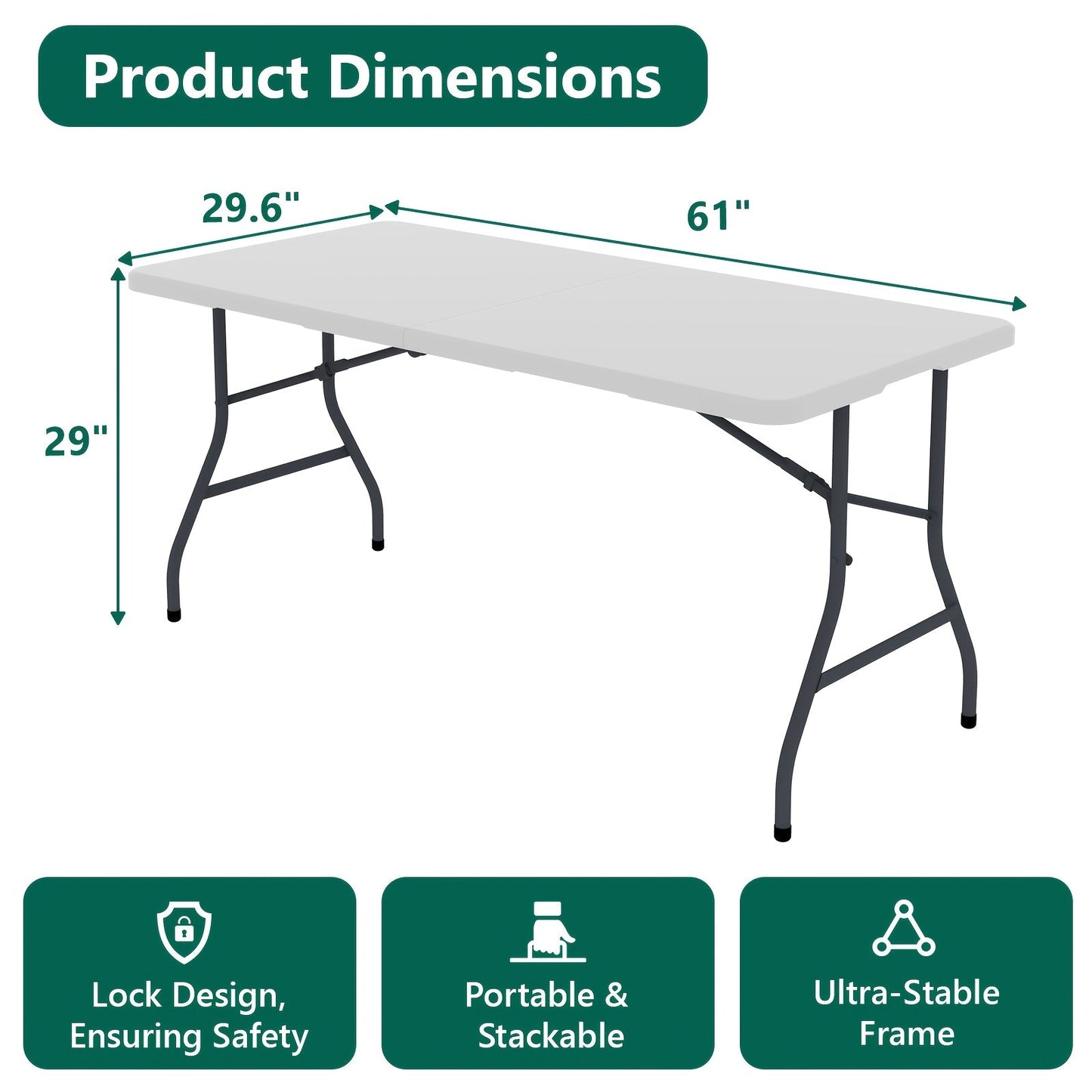 Folding Table shown in the 5FTwhite option