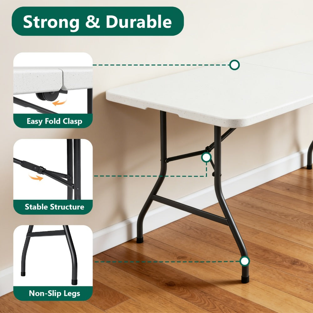 Metal Plastic Folding Table, Portable Fold-Up Table for Patio detail image - detail view 10