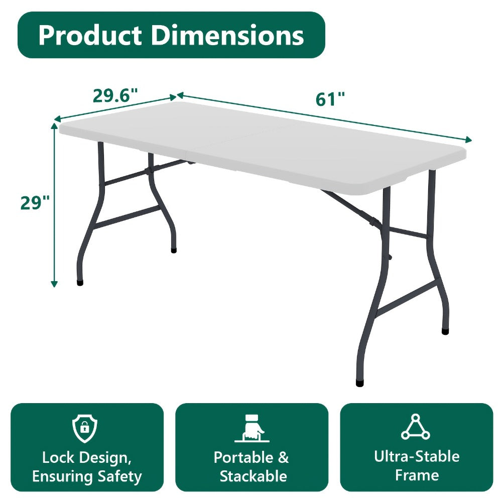 Metal Plastic Folding Table, Portable Fold-Up Table for Patio detail image - detail view 11