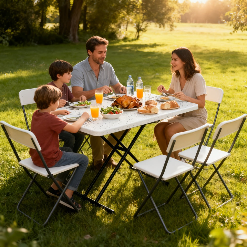 Metal Plastic Folding Table, Portable Fold-Up Table for Patio detail image - detail view 21