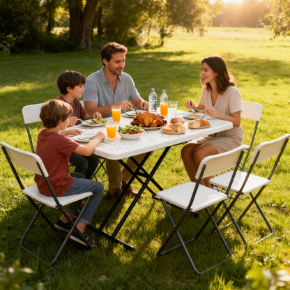 Metal Plastic Folding Table, Portable Fold-Up Table for Patio detail image - detail view 21