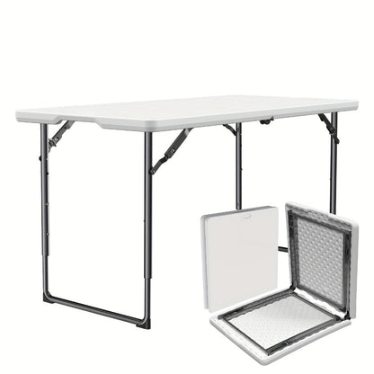 Folding Table with Metal Legs Sturdy Plastic Tabletop Easy Clean for Camping Outdoor shown in the main product view