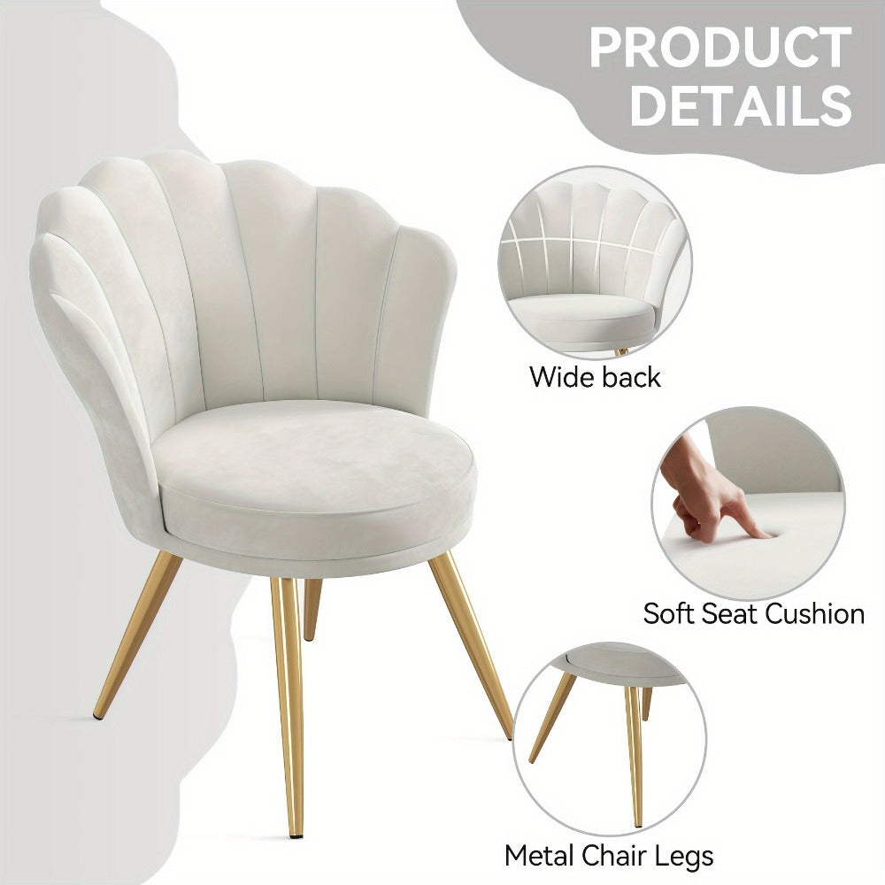 Dining Chair, Velvet with Golden Metal Legs - Woven Upholstery Accent Chair for Dining shown in the main product view