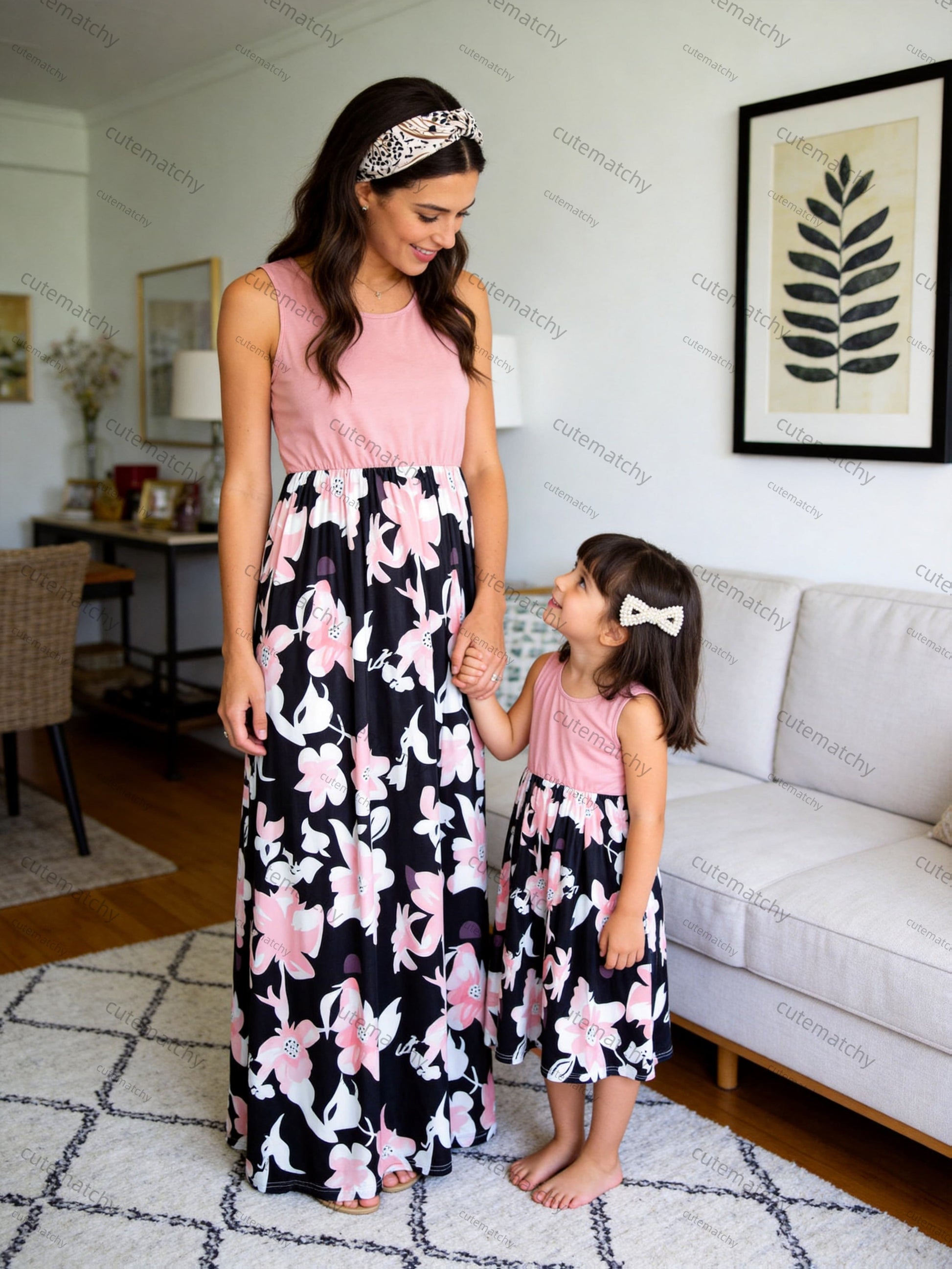Girls' Pink Floral Printed Dress - product view 8