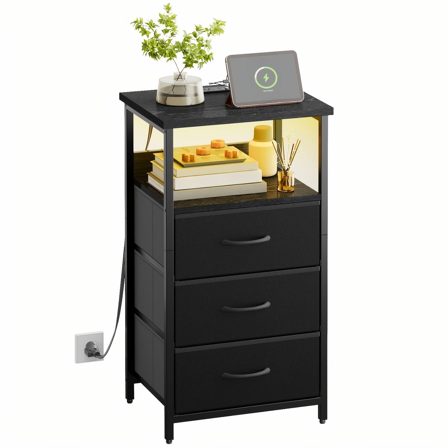 Nightstand shown in the 1pc-3 Drawers-Black option
