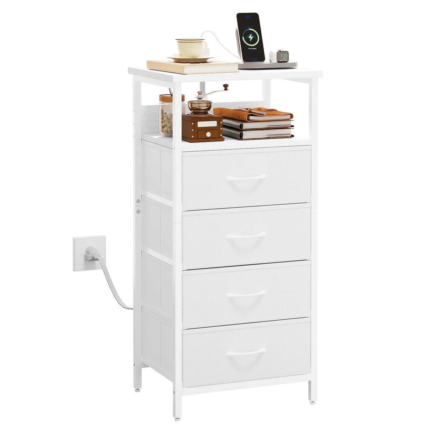 Nightstand shown in the 1pc-4 Drawers-White option