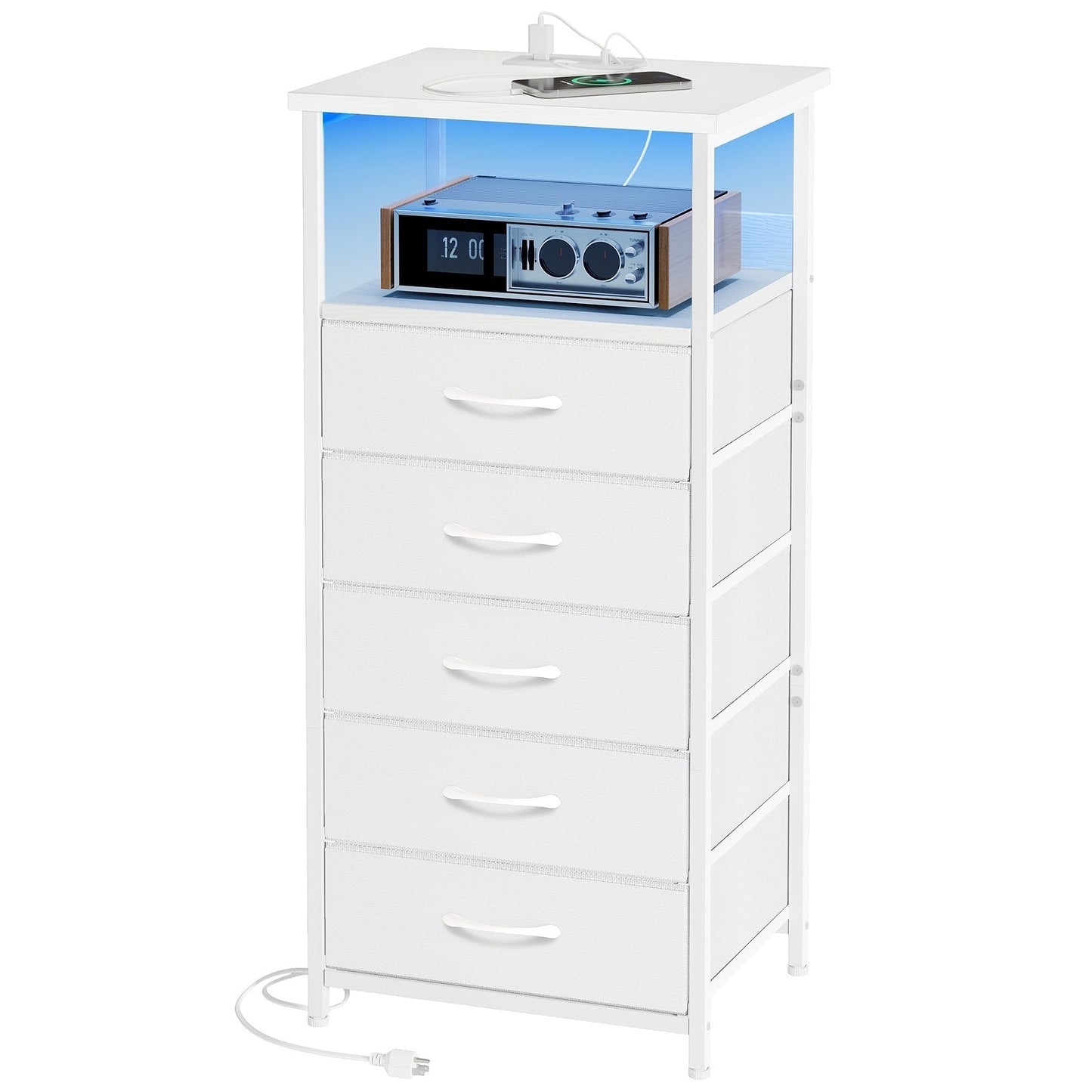 Nightstand shown in the 1pc-5 Drawers-White option